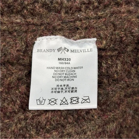 Brandy Melville Cable Knit Sweater Women’s One Size Brown Heavy Wool Blend - Picture 6 of 9
